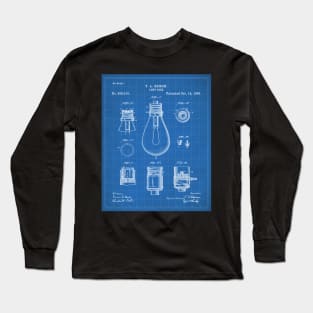 Edison Lamp Patent - New Homeowner Housewarming Decor Art - Blueprint Long Sleeve T-Shirt